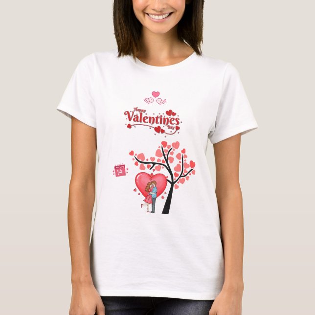Glad Alla Hjärtans Dag – Romantiskt Par T Shirt (Framsida)