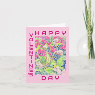 Glad Alla hjärtans dag Rosa Anemone Blommigt Kort