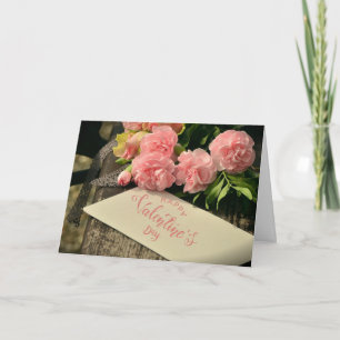 Glad Alla Hjärtans Dag Rosa Blommor åt Henne Kort