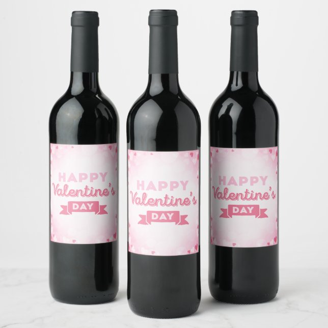 Glad Alla hjärtans dag, Rosa Hearts Vin-etikett Vinflaska Etikett (Flaskor)
