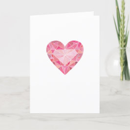 Glad Alla Hjärtans Dag Rosa Hjärt Diamant Ädelsten Helgkort