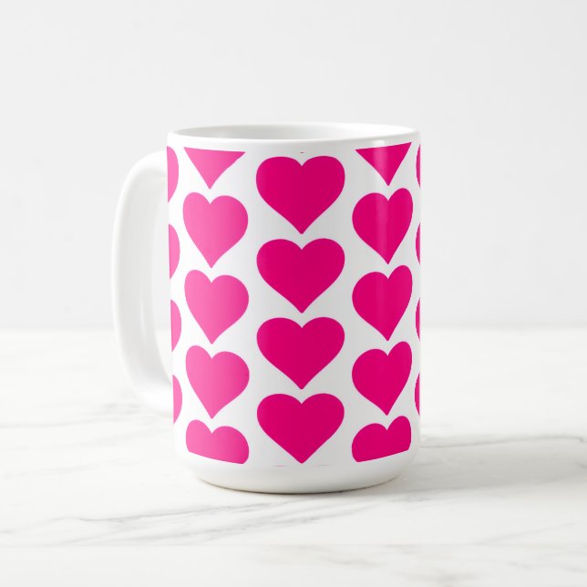 Glad Alla hjärtans dag - rosa hjärta accent Kaffemugg (Framsida vänster)