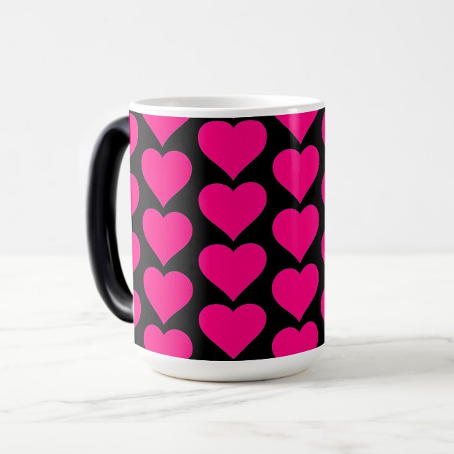 Glad Alla hjärtans dag - rosa hjärta accent Magisk Mugg (Framsida vänster)