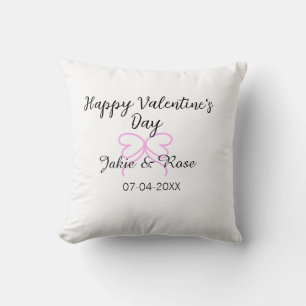 Glad Alla hjärtans dag rosa hjärta båge namn datum Kudde