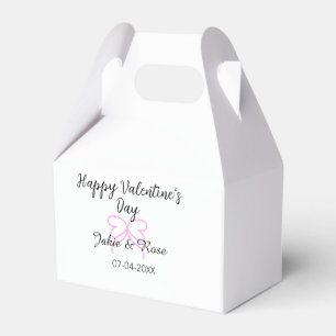 Glad Alla hjärtans dag rosa hjärta båge namn datum Presentaskar
