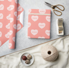 Glad Alla hjärtans dag Rosa hjärtan XOXO Presentpapper