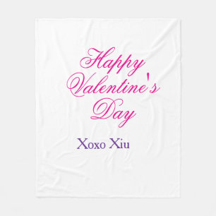 Glad Alla hjärtans dag rosa lila xoxo kärlek namn Fleecefilt