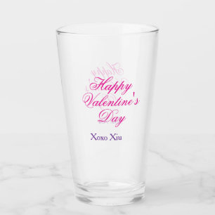 Glad Alla hjärtans dag rosa lila xoxo kärlek namn Glaskopp