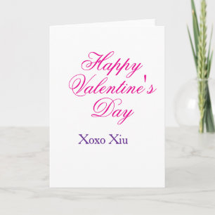 Glad Alla hjärtans dag rosa lila xoxo kärlek namn Kort
