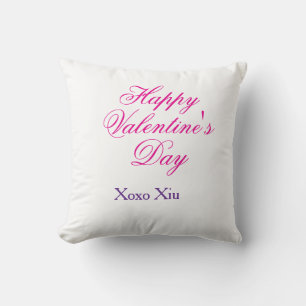 Glad Alla hjärtans dag rosa lila xoxo kärlek namn Kudde