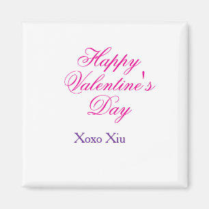 Glad Alla hjärtans dag rosa lila xoxo kärlek namn Magnet