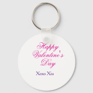Glad Alla hjärtans dag rosa lila xoxo kärlek namn Nyckelring