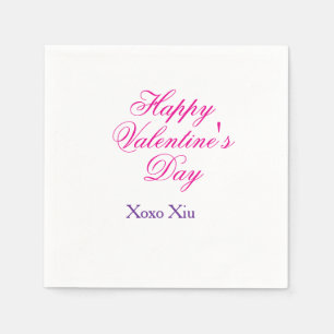 Glad Alla hjärtans dag rosa lila xoxo kärlek namn Pappersservett