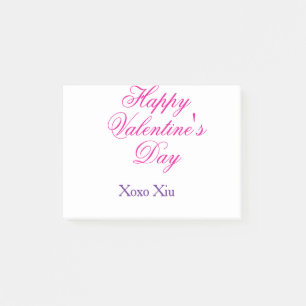 Glad Alla hjärtans dag rosa lila xoxo kärlek namn Post-it Block
