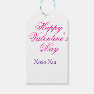 Glad Alla hjärtans dag rosa lila xoxo kärlek namn Presentetikett