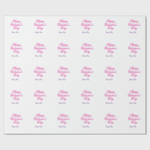 Glad Alla hjärtans dag rosa lila xoxo kärlek namn Presentpapper