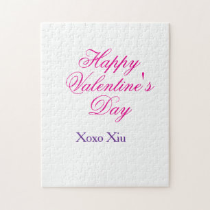 Glad Alla hjärtans dag rosa lila xoxo kärlek namn Pussel