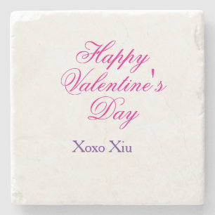 Glad Alla hjärtans dag rosa lila xoxo kärlek namn Stenunderlägg