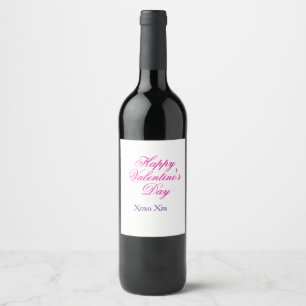 Glad Alla hjärtans dag rosa lila xoxo kärlek namn Vinflaska Etikett
