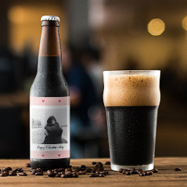 Glad Alla hjärtans dag | Rosa och rött hjärta | Gå Ölflaska Etikett