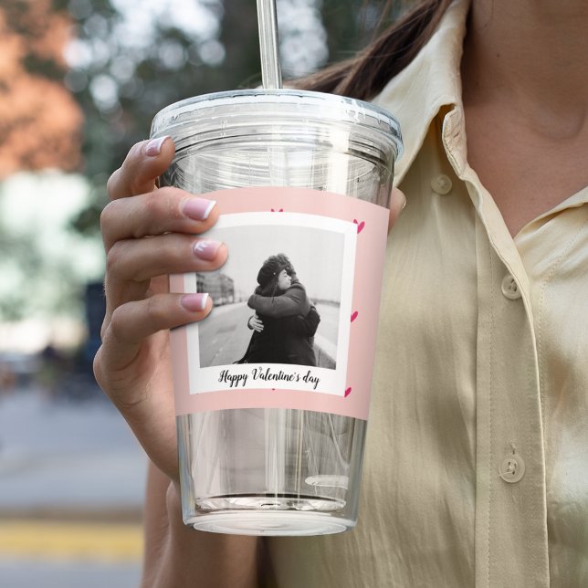 Glad Alla hjärtans dag | Rosa och rött hjärta | Gå Take Away Mugg (Skapare uppladdad)