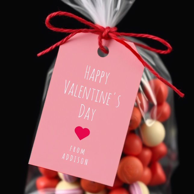 Glad Alla hjärtans dag Rosa & Red Heart Mönster Presentetikett (Happy Valentine's Day Pink & Red Heart Pattern Gift Tags
)