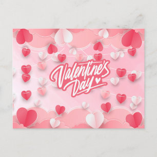 Glad Alla hjärtans dag Rosa Red Hearts Helg Vykort