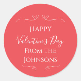 Glad Alla Hjärtans Dag Rosa Röd Från Familjen Namn Runt Klistermärke