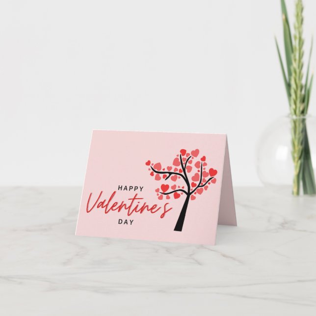 Glad Alla Hjärtans Dag Rosa & Röda Hjärtan  Helgkort (Framsida)