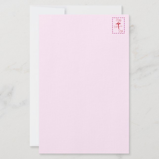 Glad Alla hjärtans dag Rosa Stationery Brevpapper (Framsida)