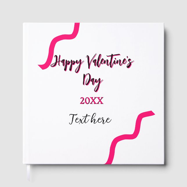 Glad Alla hjärtans dag rosa svart spiral fetstil Gästböcker (Framsida)