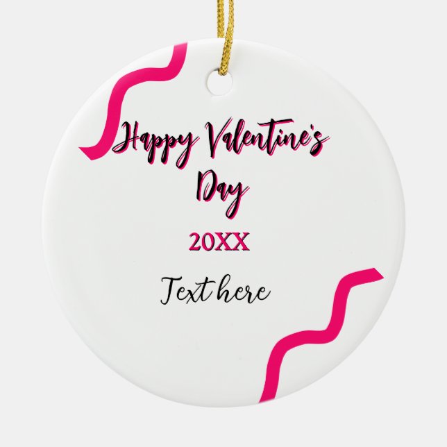 Glad Alla hjärtans dag rosa svart spiral fetstil Julgransprydnad Keramik (Framsidan)