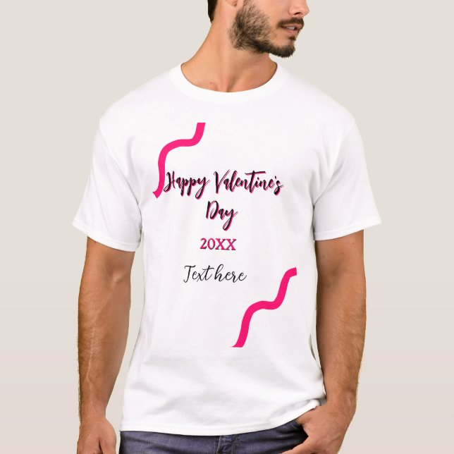 Glad Alla hjärtans dag rosa svart spiral fetstil T Shirt (Framsida)