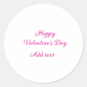 Glad Alla hjärtans dag rosa text namn meddelande Runt Klistermärke