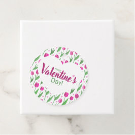 Glad Alla Hjärtans Dag Rosa Tulpaner Gåvor Etiketter