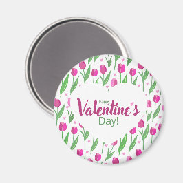 Glad Alla Hjärtans Dag Rosa Tulpaner Magnet