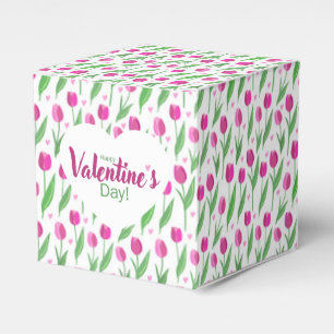 Glad Alla Hjärtans Dag Rosa Tulpaner Presentaskar