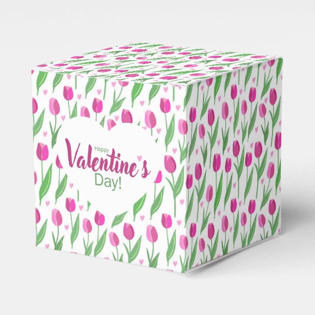 Glad Alla Hjärtans Dag Rosa Tulpaner Presentaskar (Framsidan Sidan)