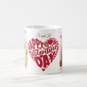 Glad Alla hjärtans dag Rött hjärta och namn Kaffemugg