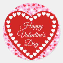 Glad Alla Hjärtans Dag Rött och Rosa Hjärta Runt Klistermärke