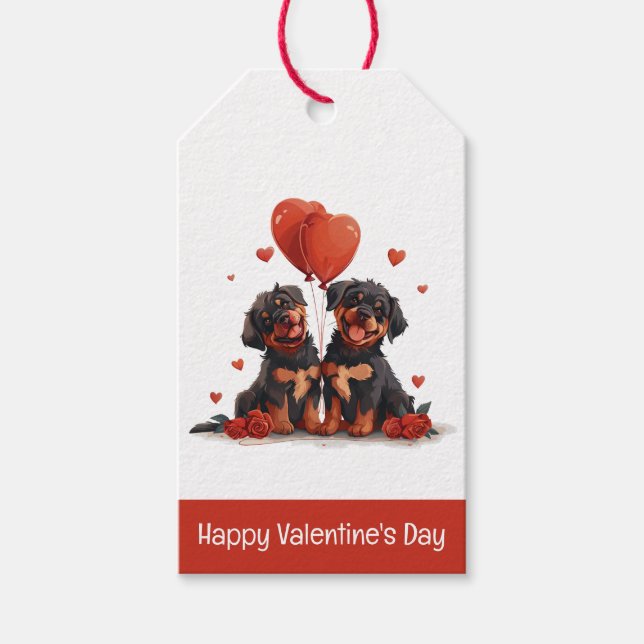 Glad Alla Hjärtans Dag Rottweiler Hundar Presentetikett (Framsidan)