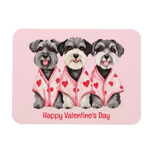 Glad Alla Hjärtans Dag Schnauzer Hundar Magnet (Horisontell)