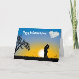 Glad Alla hjärtans dag Silhouette-par Helgkort
