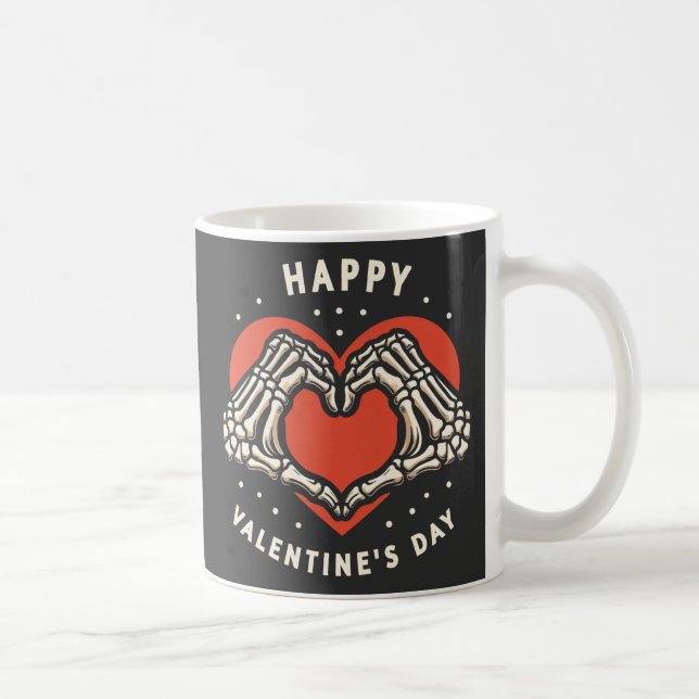 Glad Alla hjärtans dag Skeleton Heart Händer Kaffemugg (Höger)