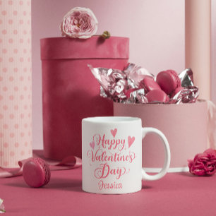 Glad Alla hjärtans dag Skript Rosa Hjärtat Kaffemugg