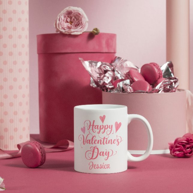 Glad Alla hjärtans dag Skript Rosa Hjärtat Kaffemugg (Skapare uppladdad)