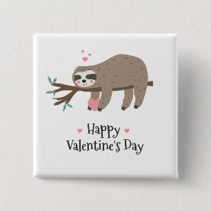 Glad Alla hjärtans dag Sloth Knapp