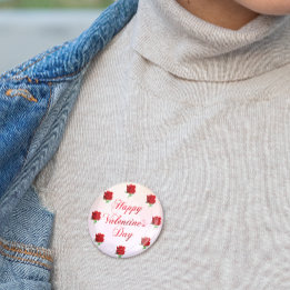 Glad Alla hjärtans dag Soft Pastel Röd ros Party Knapp