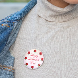 Glad Alla hjärtans dag Soft Pastel Röd ros Party Knapp