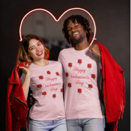 Glad Alla hjärtans dag Soft Pastel Röd ros Unisex T Shirt